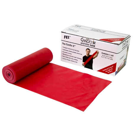 Fabrication Enterprises Exercise Resistance Band CanDo® Low Powder Red 5 Inch X 6 Yard Light Resistance - Each - 10-5212-EA