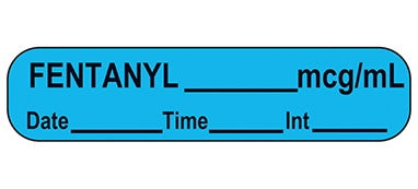 Health Care Logistics Drug Label Indeed Anesthesia Label Fentanyl_mcg/mL Date_Time_Int_ Blue 5/8 X 1-5/8 Inch - Pack of 1000 - 17790-PK