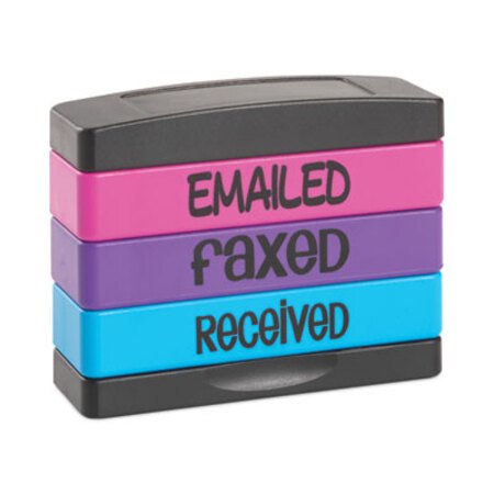 Trodat® Interlocking Stack Stamp, EMAILED, FAXED, RECEIVED, 1.81" x 0.63", Assorted Fluorescent Ink - Each - USS-8800-EA