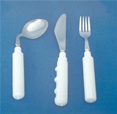 Alimed Teaspoon Grip-Tight Angled / Left Handed White - Each - 2970011315-EA