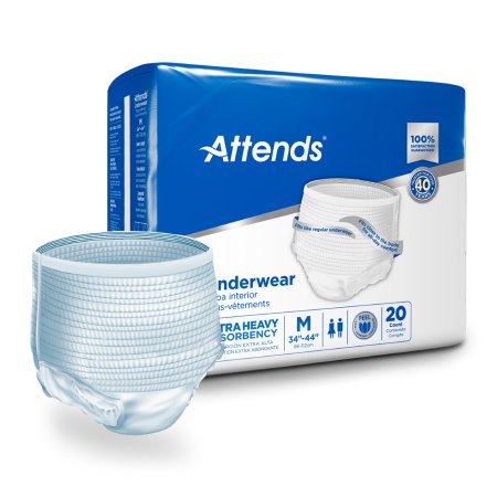 Attends Healthcare Products Unisex Adult Absorbent Underwear Attends® Pull On with Tear Away Seams Medium Disposable Heavy Absorbency - Bag of 20 - APV20-BG