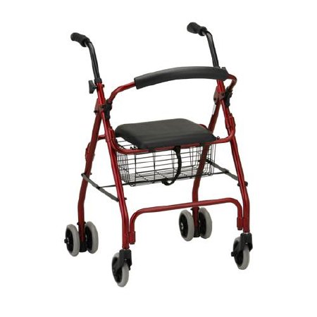 Nova Ortho-Med 4 Wheel Rollator Cruiser Classic Red Adjustable Height / Folding Aluminum Frame - Each - 4200CRD-EA