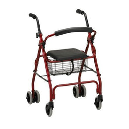 Nova Ortho-Med 4 Wheel Rollator Cruiser Classic Red Adjustable Height / Folding Aluminum Frame - Each - 4200CRD-EA