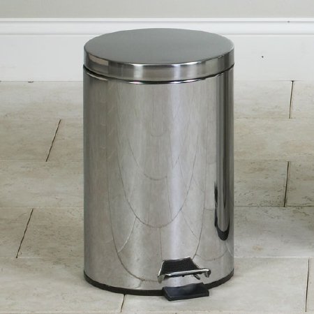 Clinton Industries Trash Can 13 Quart Round Silver Stainless Steel Step On - Each - TR-13S-EA