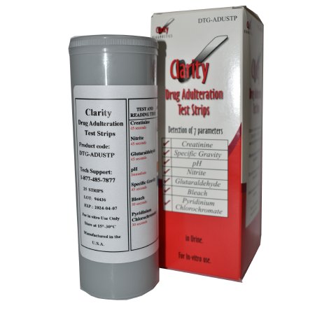 Clarity Diagnostics Drugs of Abuse Test Kit Bleach, Creatinine, Glutaraldehyde, Nitrites, Oxidants, pH, Specific Gravity 25 Tests Non-Regulated - Box of 25 - DTG-ADUSTP-BX