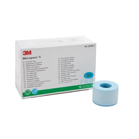 3M Medical Tape 3M™ Micropore™ S Blue 1 Inch X 5-1/2 Yard Silicone NonSterile - Box of 12 - 2770-1-BX