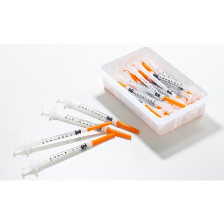 Sol-Millennium Medical Safety Hypodermic Syringe with Needle Sol-Care™ 1 mL 1 Inch 25 Gauge Retractable Safety Needle Regular Wall - Case of 1000 - 100088IM-CS