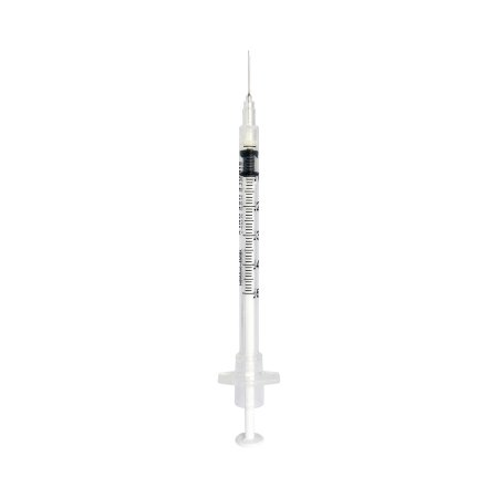 Sol-Millennium Medical Safety Tuberculin Syringe with Needle Sol-Care™ 0.5 mL 1/2 Inch 27 Gauge Retractable Safety Needle Regular Wall - Case of 1000 - 100090IM-CS