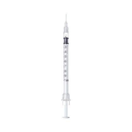 Sol-Millennium Medical Safety Tuberculin Syringe with Needle Sol-Care™ 1 mL 1/2 Inch 30 Gauge Retractable Safety Needle Regular Wall - Case of 1000 - 100082IM-CS