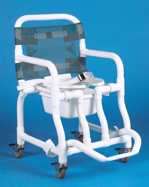 Duralife Commode / Shower Chair Duralife Fixed Arms PVC Frame Mesh Backrest 21-1/2 Inch Seat Width 300 lbs. Weight Capacity - Each - 375-EA