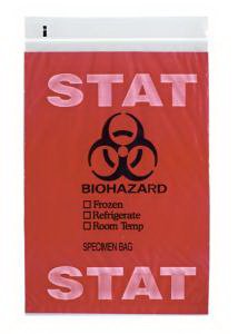 RD Plastics Company Specimen Transport Bag with Document Pouch 6 X 9 Inch Zip Closure STAT / Biohazard Symbol NonSterile - Pack of 100 - Q603-PK