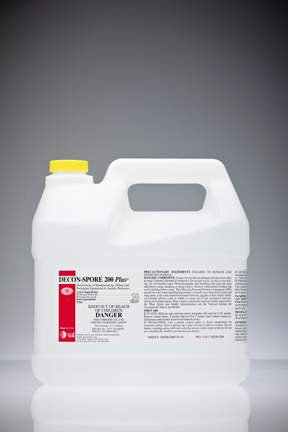 Fisher Scientific DECON-SPORE® 200 Plus Surface Disinfectant Cleaner Peroxide Based Manual Pour Liquid Concentrate 1 gal. Jug Scented NonSterile - Case of 4 - 19547060-CS