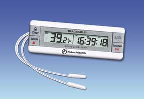 Fisher Scientific Digital Thermometer with Alarm Fisher Scientific™ Traceable® Fahrenheit / Celsius -58° to +158°F (-50° to +70°C) 2 Bullet Probes Multiple Mounting Options Battery Operated - Each - 15078185-EA