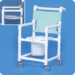 IPU Commode / Shower Chair Original Fixed Arms PVC Frame Mesh Backrest 21 Inch Seat Width 300 lbs. Weight Capacity - Each - SC9211 P-EA