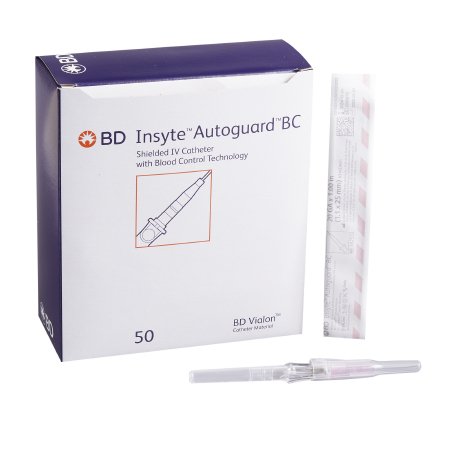 BD Peripheral IV Catheter Insyte™ Autoguard™ BC 20 Gauge 1 Inch Button Retracting Safety Needle - Case of 200 - 382533-CS