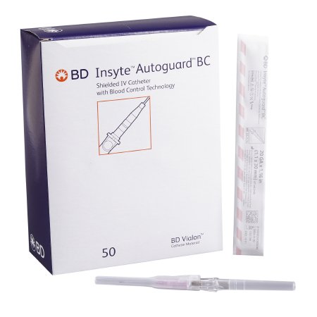 BD Peripheral IV Catheter Insyte™ Autoguard™ BC 20 Gauge 1.16 Inch Button Retracting Safety Needle - Case of 200 - 382534-CS