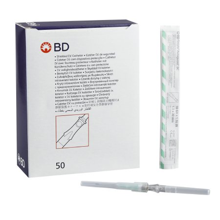 BD Peripheral IV Catheter Insyte™ Autoguard™ BC 18 Gauge 1.16 Inch Button Retracting Safety Needle - Case of 200 - 382544-CS
