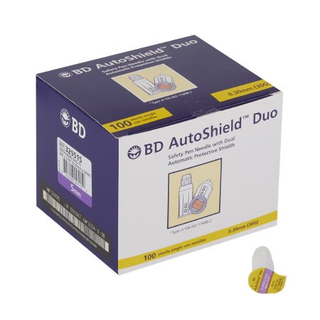 BD Safety Insulin Pen Needle AutoShield Duo™ 30 Gauge 5 mm Length Automatic Safety With Back-End Shield - Case of 800 - 329515-CS