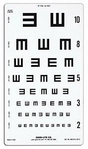 Good-Lite Eye Chart Good-Lite® 20 Foot Distance Acuity Test - Each - 800729-EA