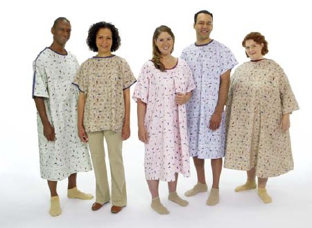 Hospitex / Encompass Group Patient Exam Gown Monet™ One Size Fits Most Heather Reusable - Each - 45257-MNH-EA