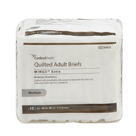 Cardinal Unisex Adult Incontinence Brief Simplicity™ Medium Disposable Moderate Absorbency - Bag of 10 - 65033-BG