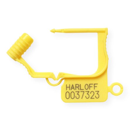 Harloff Tamper Evident Seal Yellow Plastic Small - Pack of 100 - BASEALS-100-PK