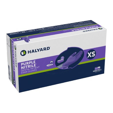 O&M Halyard Inc Exam Glove Purple Nitrile® Dental X-Small NonSterile Nitrile Standard Cuff Length Textured Fingertips Purple Not Rated - Case of 1000 - 53430-CS