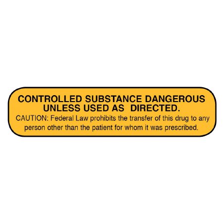 Apothecary Products Pre-Printed Label Apothecary Products® Anesthesia Label Orange Paper Controlled Substance Dangerous Unless used as Directed Black Medication Instruction 3/8 X 1-9/16 Inch - Box of 2 - 40322-BX