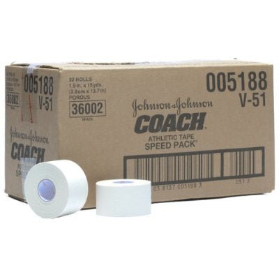 Johnson & Johnson Consumer Athletic Tape Coach® White 1-1/2 Inch X 15 Yard Cotton Backcloth NonSterile - Case of 32 - 381370051886-CS