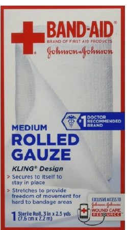 Johnson & Johnson Consumer Conforming Bandage Band-Aid® 3 Inch X 2-1/2 Yard 1 per Pack Sterile Roll Shape - Case of 48 - 10381371161383-CS