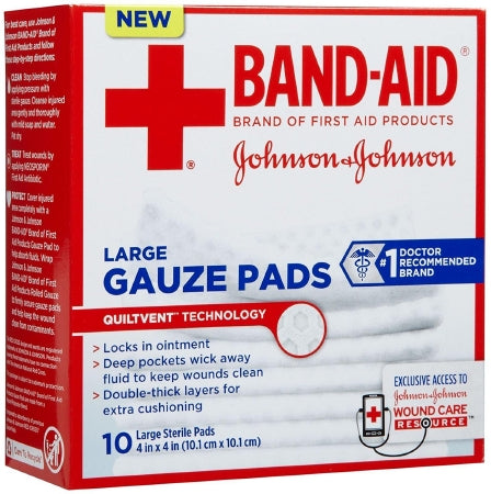 Johnson & Johnson Consumer Gauze Sponge Band-Aid® 4 X 4 Inch 1 per Pack Sterile Square - Box of 10 - 00381371165711-BX