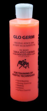 Glo-Germ Germ Simulator Glo Germ™ 8 oz. Bottle Glo Germ Orange Powder / Mineral Oil NonSterile - Each - GGL-EA