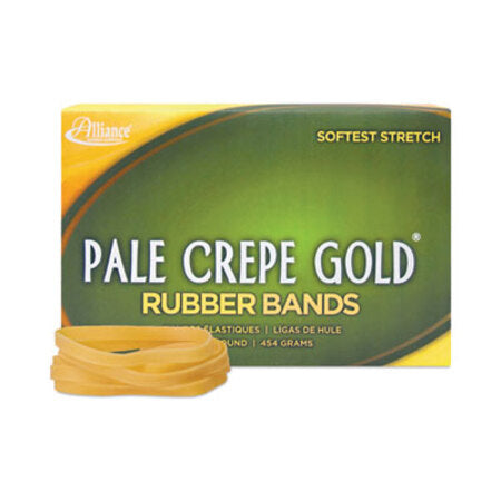 Alliance® Pale Crepe Gold Rubber Bands, Size 64, 0.04" Gauge, Golden Crepe, 1 lb Box, 490/Box - Box of 1 - ALL-20645-BX
