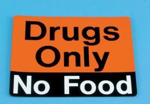 Health Care Logistics Pre-Printed Label Indeed Auxiliary Label Orange Vinyl Drugs Only No Food Black / White Safety and Instructional 3 X 3-5/8 Inch - Each - 2381-01-EA