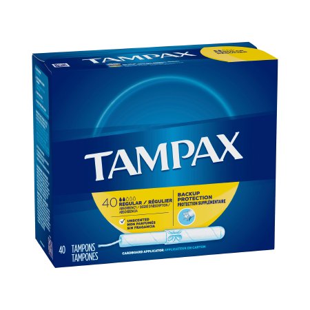 Procter & Gamble Tampon Tampax® Regular Absorbency Cardboard Applicator Individually Wrapped - Box of 40 - 07301022110-BX
