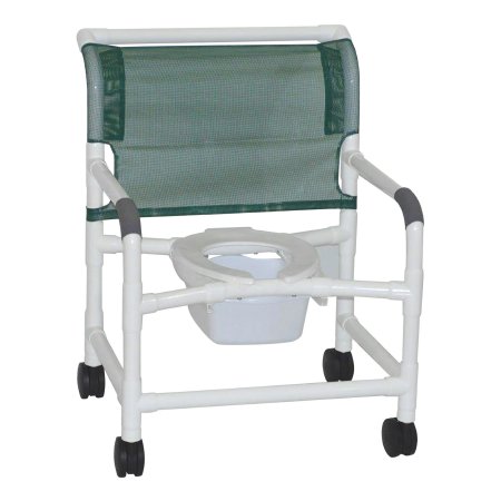 MJM International Shower Chair MJM International Fixed Arms PVC Frame 26 Inch Internal Seat Width / 30 Inch External Seat Width 425 lbs. Weight Capacity - Each - 126-4-NB-EA