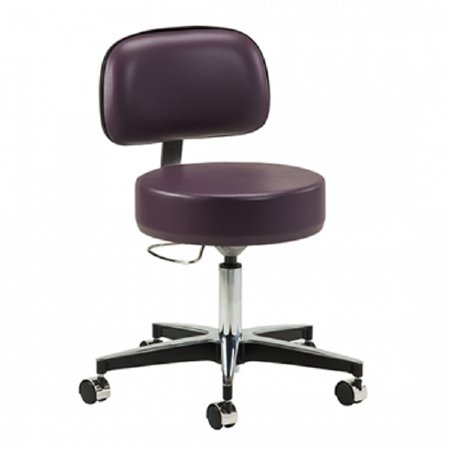Clinton Industries Exam Stool Premier Series Upholstered Back Pneumatic Height Adjustment 5 Casters Slate Blue - Each - 2156-21-3SB-EA