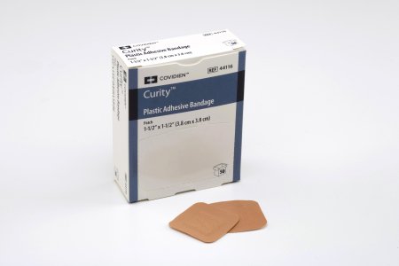 Cardinal Adhesive Spot Bandage Curity™ 1-1/2 Inch Plastic Square Tan Sterile - Case of 1200 - 44116-CS
