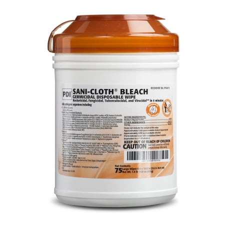 Professional Disposables Sani-Cloth® Bleach Surface Disinfectant Cleaner Premoistened Germicidal Manual Pull Wipe 75 Count Canister Chlorine Scent NonSterile - CN/1 - P54072-CN