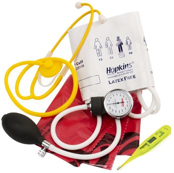 Hopkins Medical Products Single Patient Use MRSA Kit with thermometer Hopkins® 25 to 40 cm Child Cuff Single Head Disposable Stethoscope Pocket Aneroid - Each - 695257-EA