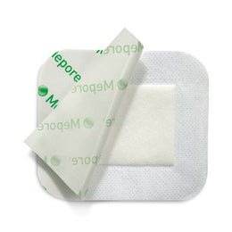 Molnlycke Adhesive Dressing Mepore® 3-3/5 X 8 Inch Nonwoven Spunlace Polyester Rectangle White Sterile - Case of 180 - 671100-CS