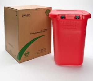 Sharps Compliance Mailback Sharps Container TakeAway® Recovery System Red Base 20-1/2 X 20-3/10 X 28 Inch Horizontal / Vertical Entry 30 Gallon - Each - 80030-EA