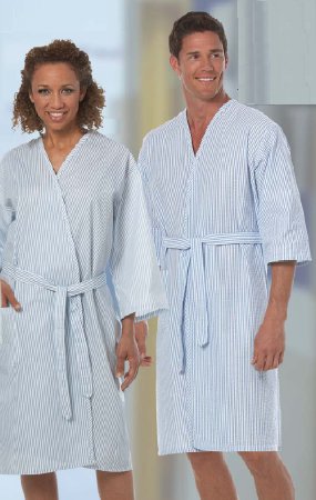 Fashion Seal Uniforms Patient Robe Unisex 4X-Large Blue Stripe Reusable - Each - 1840-4XL-EA