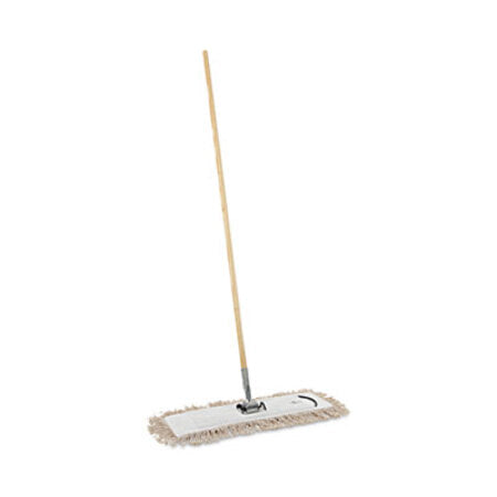 Boardwalk® Cotton Dry Mopping Kit, 24 x 5 Natural Cotton Head, 60" Natural Wood Handle - KT/1 - BWK-M245C-KT