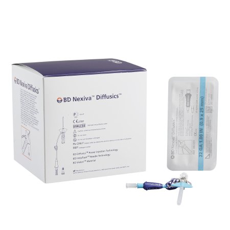 BD Closed IV Catheter Nexiva™ Diffusics™ 22 Gauge 1 Inch Without Safety - Case of 80 - 383591-CS