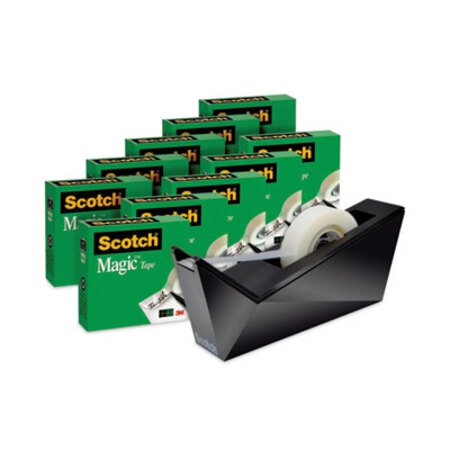 Scotch® Magic Tape Desktop Dispenser Value Pack, 1" Core, 0.75" x 83.33 ft, Clear, 10/Pack - Pack of 10 - MMM-810K10C17MB-PK