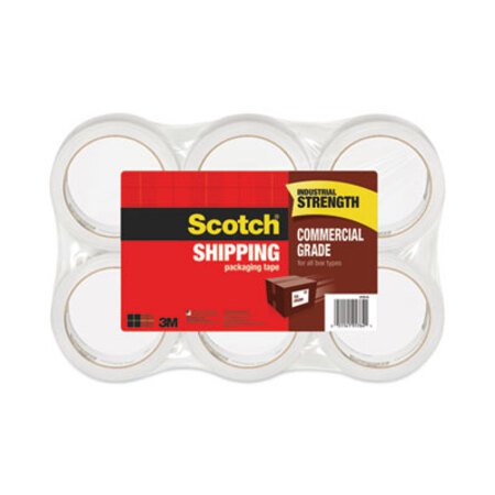 Scotch® 3750 Commercial Grade Packaging Tape, 3" Core, 1.88" x 54.6 yds, Clear, 6/Pack - Pack of 1 - MMM-37506-PK