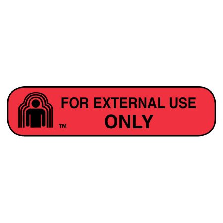 Apothecary Products Pre-Printed Label Apothecary Products® Auxiliary Label Red Paper FOR EXTERNAL USE ONLY Black Safety and Instructional 3/8 X 1-9/16 Inch - Box of 2 - 40111-BX