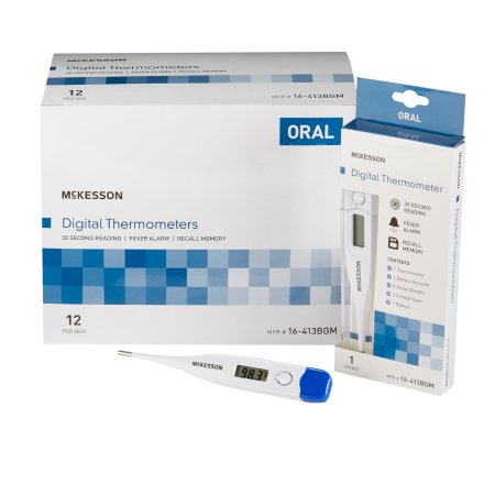 McKesson Digital Stick Thermometer McKesson Oral Probe Handheld - Box of 12 - 16-413BGM-BX