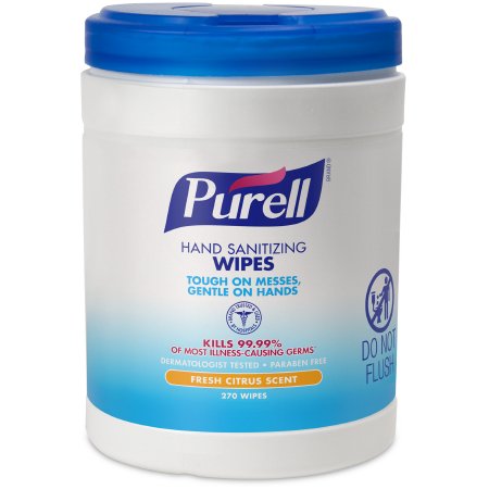 GOJO Hand Sanitizing Wipe Purell® 270 Count BZK (Benzalkonium Chloride) Wipe Canister - Case of 6 - 9113-06-CS